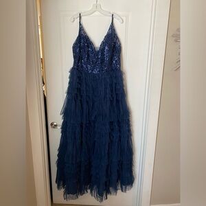 Blue Sequin and Tulle Gown
